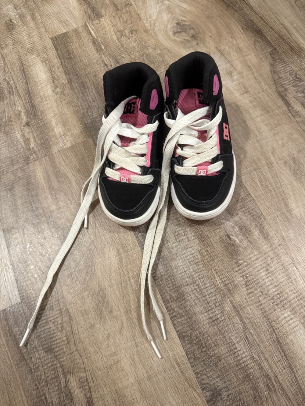 DC Kids Black and Pink Lace-Up Skate Sneakers